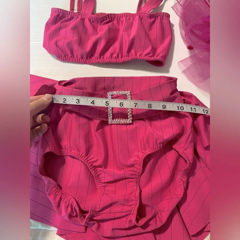 Kelle solo dance costume 2 piece hot pink pin stripe jazz contemporary LC